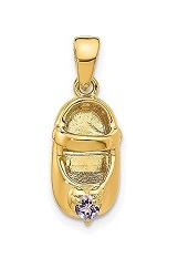 very nice 14k gold baby shoe June birthstone charm